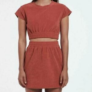 Charlie Holiday Soleil  Mini Skirt Rust Women’s Size US 6 100% Cotton Pull On